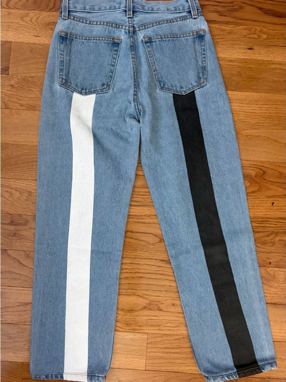 STILL HERE Tate Jeans Black White Stripe